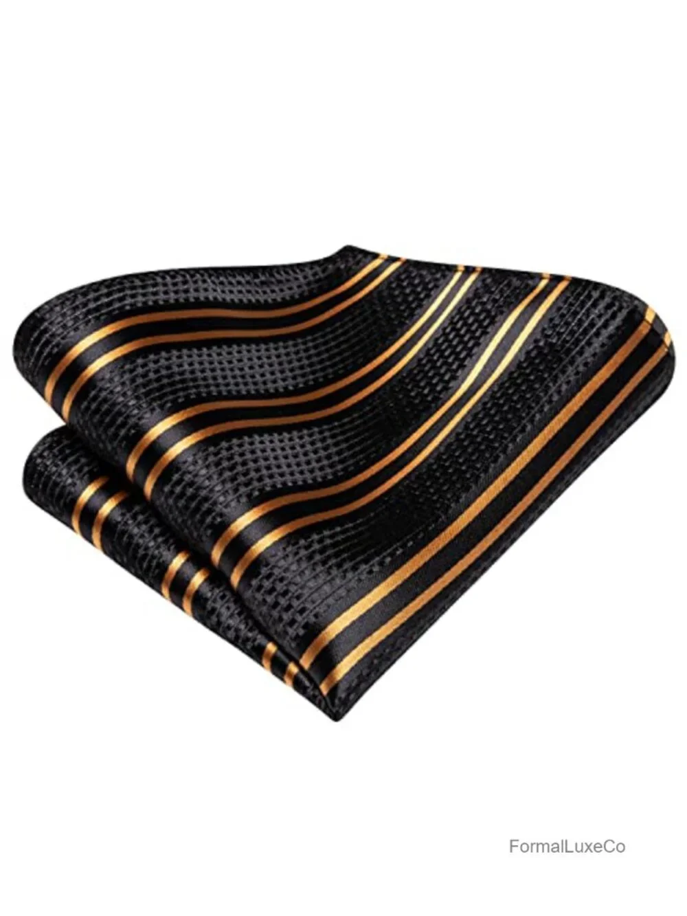 Hi-Tie Men's Silk Stripe Paisley Necktie Set with Pocket Square & Cufflinks,